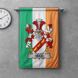ScotsTee Shop Irish Veile or Veale Clan Coat of Arms Irish Tartan Gonfalon Flag