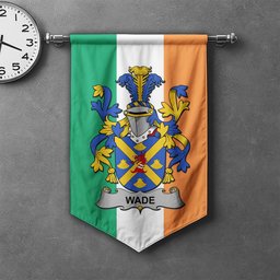 ScotsTee Shop Irish Wade Clan Coat of Arms Irish Tartan Gonfalon Flag