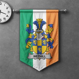ScotsTee Shop Irish Wethill Clan Coat of Arms Irish Tartan Gonfalon Flag
