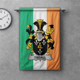 ScotsTee Shop Irish Tisdall or Tisdale Clan Coat of Arms Irish Tartan Gonfalon Flag