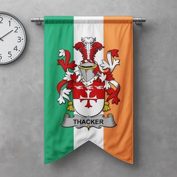 ScotsTee Shop Irish Thacker Clan Coat of Arms Irish Tartan Gonfalon Flag