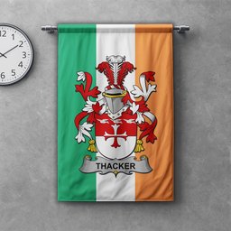 ScotsTee Shop Irish Thacker Clan Coat of Arms Irish Tartan Gonfalon Flag