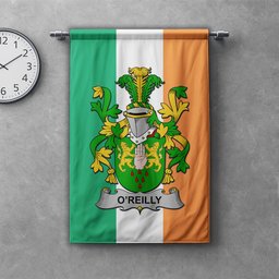 ScotsTee Shop Irish Reilly or O'Reilly Clan Coat of Arms Irish Tartan Gonfalon Flag
