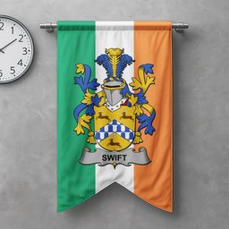ScotsTee Shop Irish Swift Clan Coat of Arms Irish Tartan Gonfalon Flag