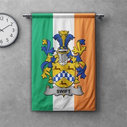 ScotsTee Shop Irish Swift Clan Coat of Arms Irish Tartan Gonfalon Flag
