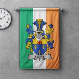 ScotsTee Shop Irish Terry Clan Coat of Arms Irish Tartan Gonfalon Flag