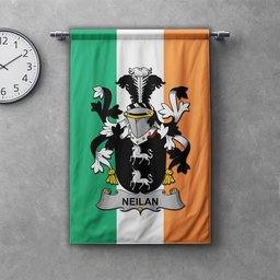 ScotsTee Shop Irish Neilan or O'Neylan Clan Coat of Arms Irish Tartan Gonfalon Flag