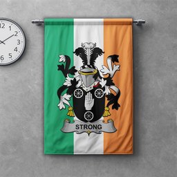 ScotsTee Shop Irish Strong Clan Coat of Arms Irish Tartan Gonfalon Flag