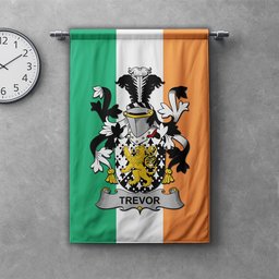 ScotsTee Shop Irish Trevor Clan Coat of Arms Irish Tartan Gonfalon Flag