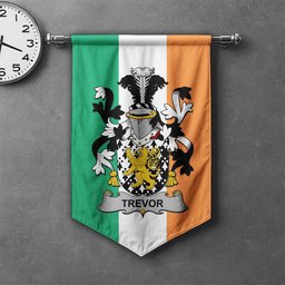 ScotsTee Shop Irish Trevor Clan Coat of Arms Irish Tartan Gonfalon Flag