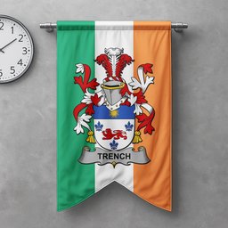 ScotsTee Shop Irish Trench Clan Coat of Arms Irish Tartan Gonfalon Flag