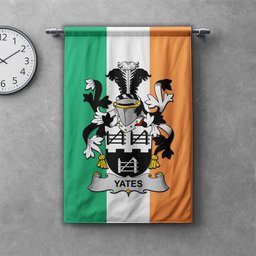 ScotsTee Shop Irish Yeates Clan Coat of Arms Irish Tartan Gonfalon Flag