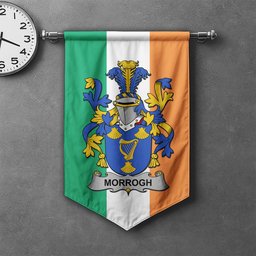 ScotsTee Shop Irish Morrogh or Morrow Clan Coat of Arms Irish Tartan Gonfalon Flag