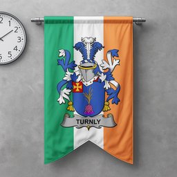 ScotsTee Shop Irish Turnly or Turnley Clan Coat of Arms Irish Tartan Gonfalon Flag