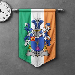 ScotsTee Shop Irish Turnly or Turnley Clan Coat of Arms Irish Tartan Gonfalon Flag