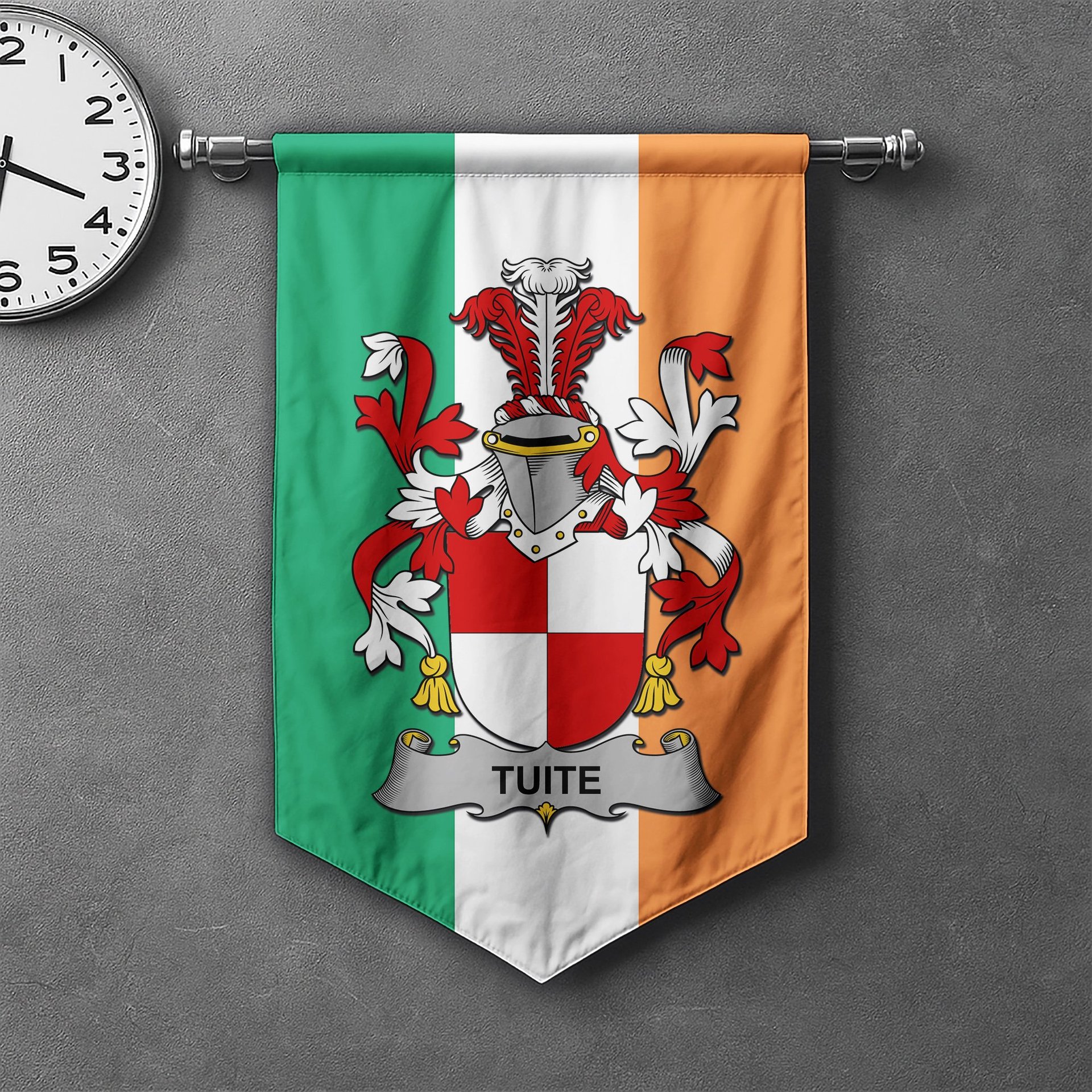 ScotsTee Shop Irish Tuite Clan Coat of Arms Irish Tartan Gonfalon Flag