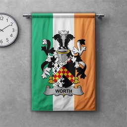 ScotsTee Shop Irish Worth or McWorth Clan Coat of Arms Irish Tartan Gonfalon Flag
