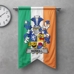 ScotsTee Shop Irish Neill or McNeill Clan Coat of Arms Irish Tartan Gonfalon Flag