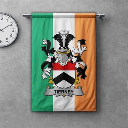 ScotsTee Shop Irish Tierney Clan Coat of Arms Irish Tartan Gonfalon Flag