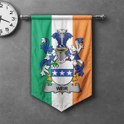 ScotsTee Shop Irish Weir or McWeir Clan Coat of Arms Irish Tartan Gonfalon Flag