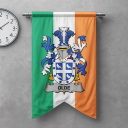 ScotsTee Shop Irish Olde Clan Coat of Arms Irish Tartan Gonfalon Flag