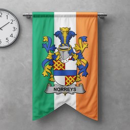 ScotsTee Shop Irish Norreys Clan Coat of Arms Irish Tartan Gonfalon Flag