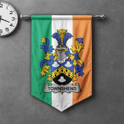 ScotsTee Shop Irish Townshend or Townsend Clan Coat of Arms Irish Tartan Gonfalon Flag