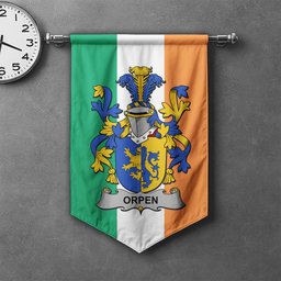 ScotsTee Shop Irish Orpen Clan Coat of Arms Irish Tartan Gonfalon Flag