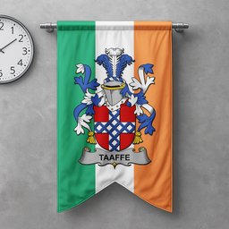 ScotsTee Shop Irish Taaffe Clan Coat of Arms Irish Tartan Gonfalon Flag