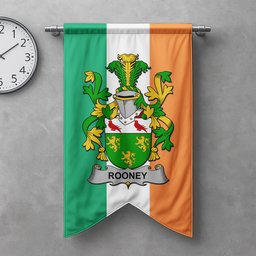 ScotsTee Shop Irish Rooney or  O'Rooney Clan Coat of Arms Irish Tartan Gonfalon Flag