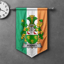 ScotsTee Shop Irish Rooney or  O'Rooney Clan Coat of Arms Irish Tartan Gonfalon Flag