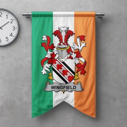 ScotsTee Shop Irish Wingfield Clan Coat of Arms Irish Tartan Gonfalon Flag
