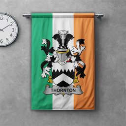 ScotsTee Shop Irish Thornton Clan Coat of Arms Irish Tartan Gonfalon Flag