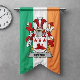 ScotsTee Shop Irish Spence Clan Coat of Arms Irish Tartan Gonfalon Flag