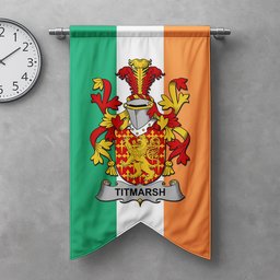 ScotsTee Shop Irish Titmarsh Clan Coat of Arms Irish Tartan Gonfalon Flag