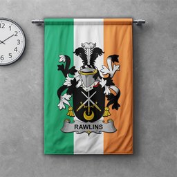 ScotsTee Shop Irish Rawlins Clan Coat of Arms Irish Tartan Gonfalon Flag