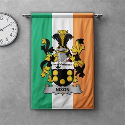 ScotsTee Shop Irish Nixon Clan Coat of Arms Irish Tartan Gonfalon Flag