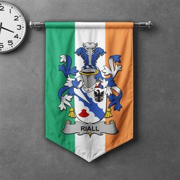 ScotsTee Shop Irish Riall or Ryle Clan Coat of Arms Irish Tartan Gonfalon Flag