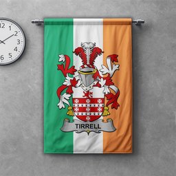ScotsTee Shop Irish Tirrell Clan Coat of Arms Irish Tartan Gonfalon Flag