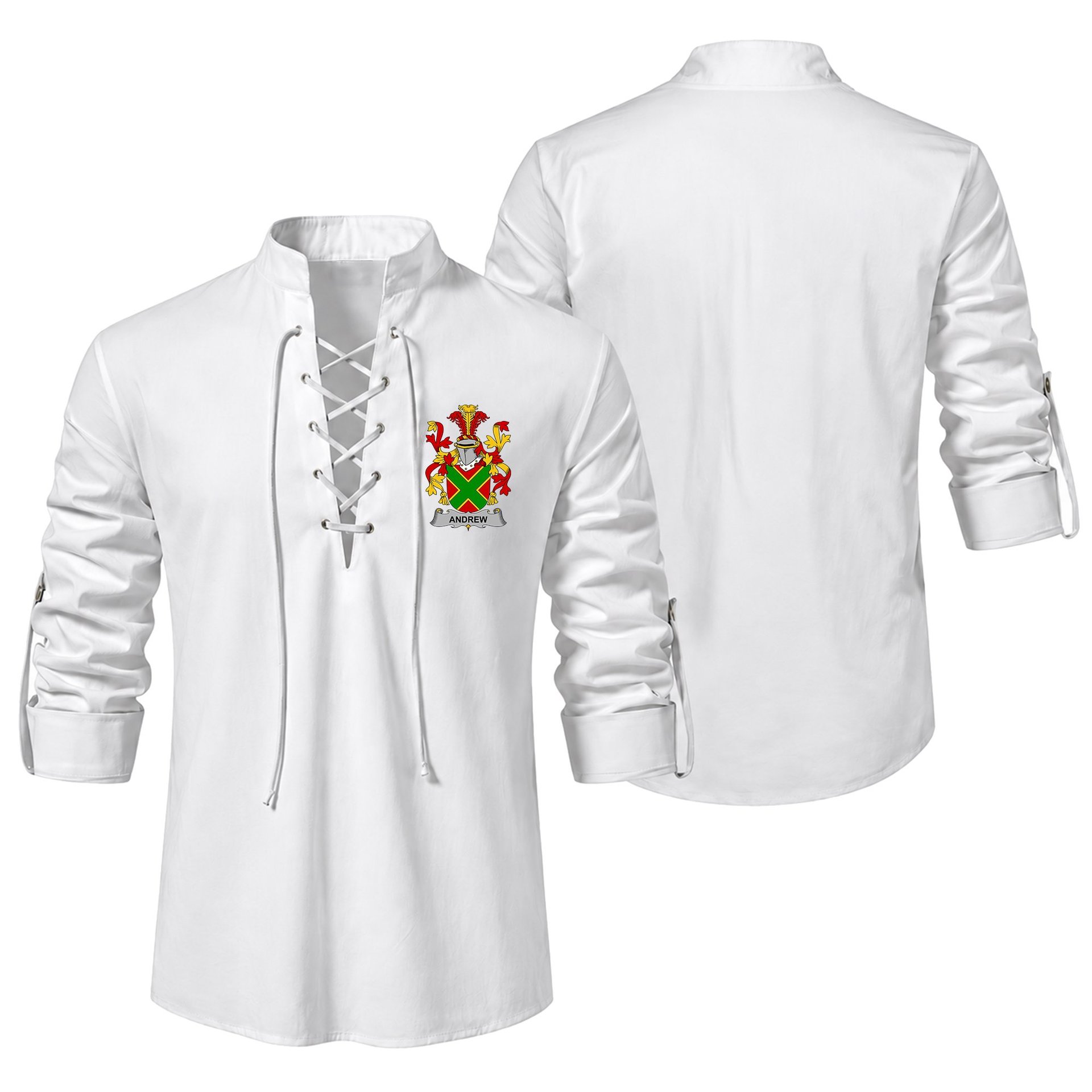ScotsTee Shop Irish Andrew Clan Coat of Arms Irish Ghillie Kilt Shirt