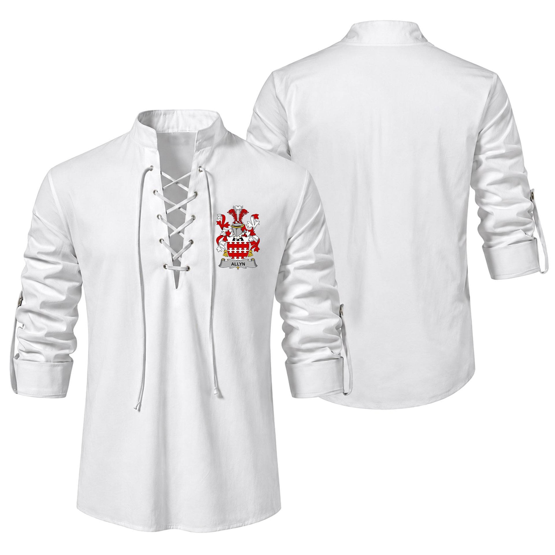 ScotsTee Shop Irish Allyn Clan Coat of Arms Irish Ghillie Kilt Shirt