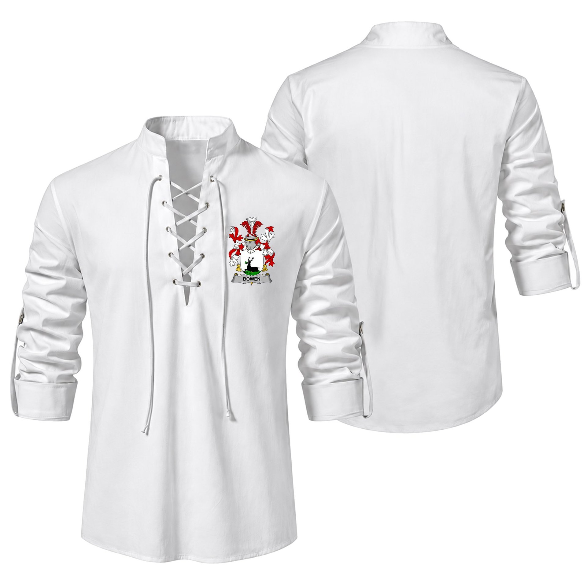 ScotsTee Shop Irish Bowen Clan Coat of Arms Irish Ghillie Kilt Shirt