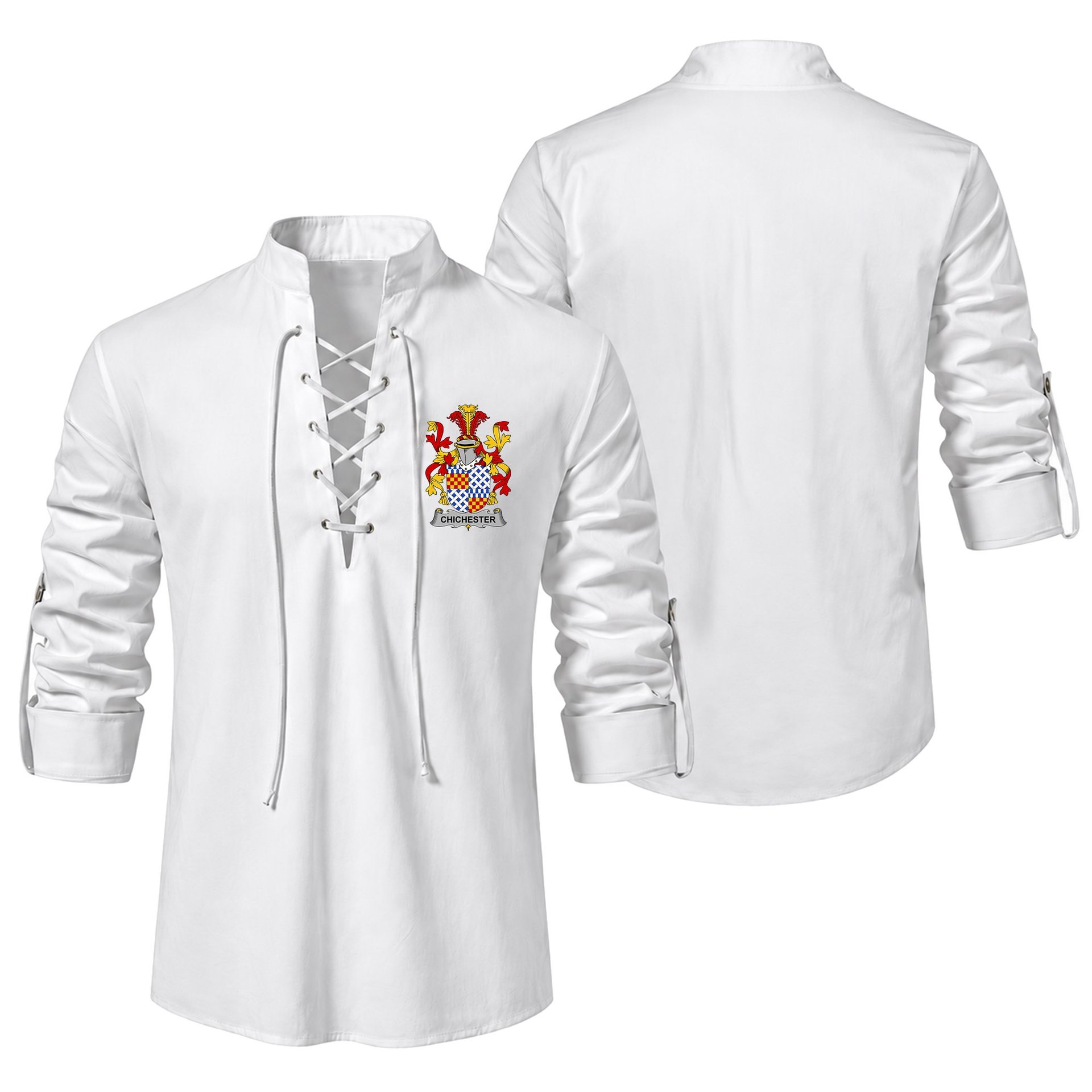 ScotsTee Shop Irish Chichester Clan Coat of Arms Irish Ghillie Kilt Shirt