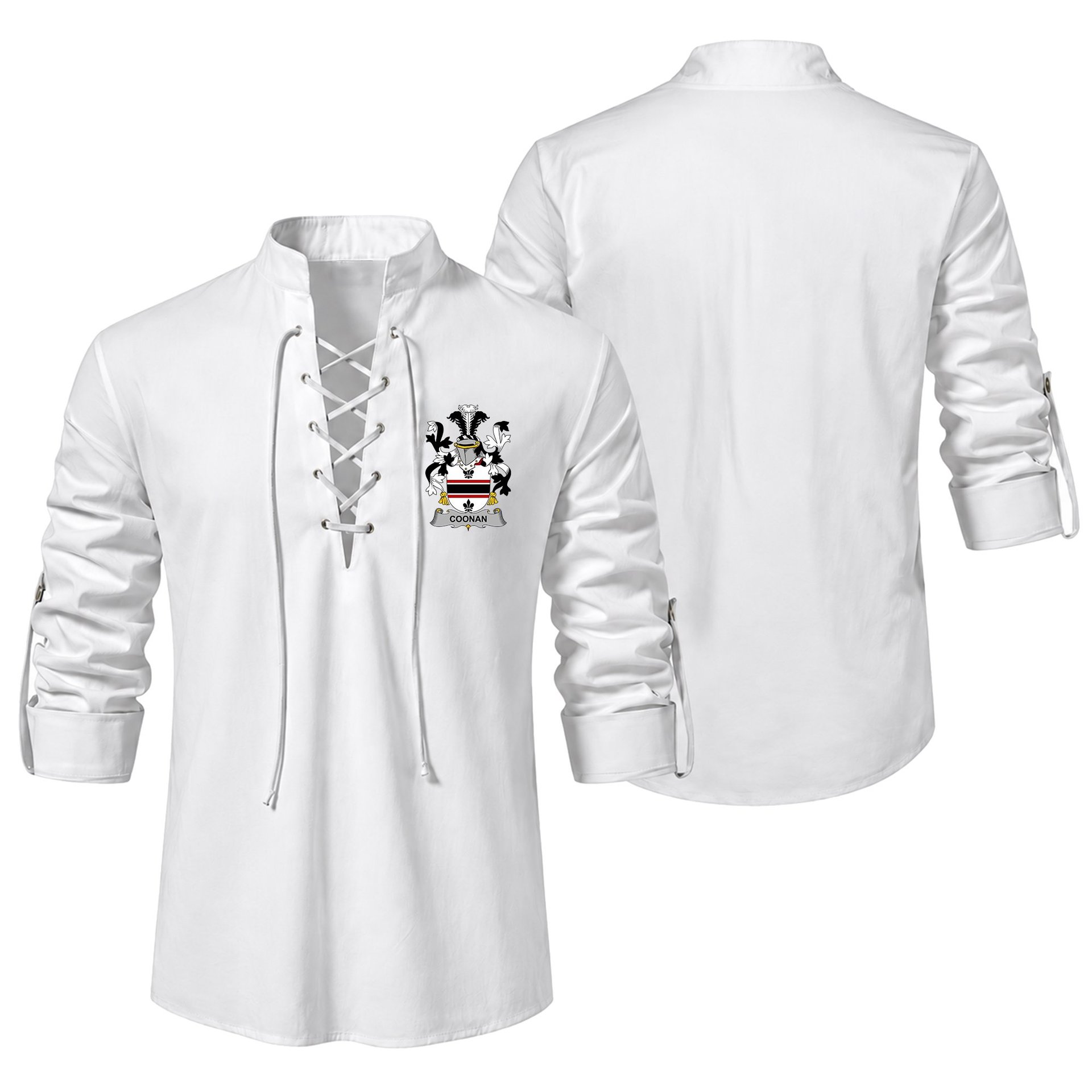 ScotsTee Shop Irish Coonan or O'Conan Clan Coat of Arms Irish Ghillie Kilt Shirt