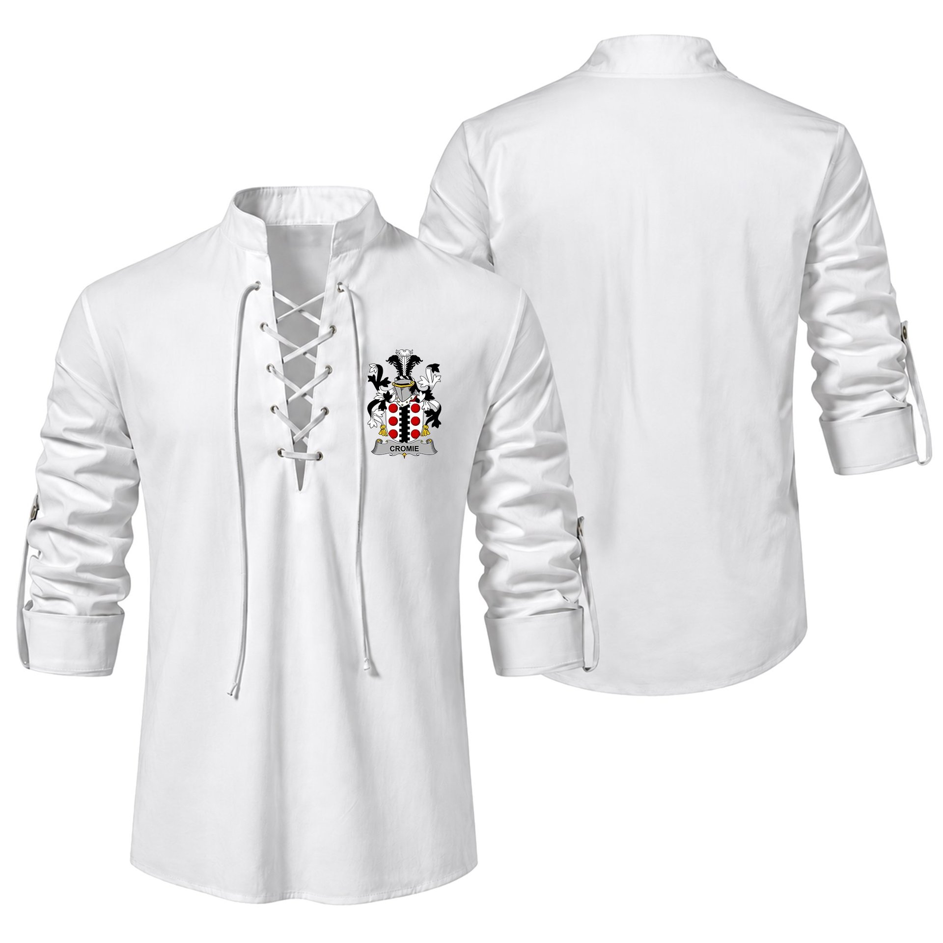 ScotsTee Shop Irish Cromie Clan Coat of Arms Irish Ghillie Kilt Shirt
