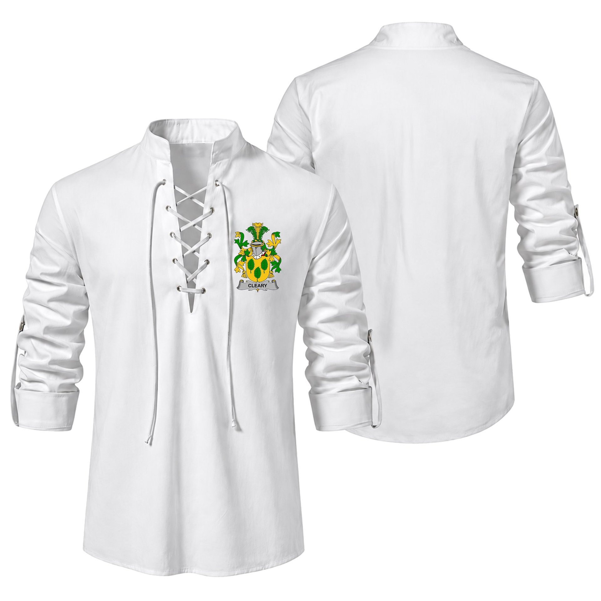 ScotsTee Shop Irish Cleary or O'Clery Clan Coat of Arms Irish Ghillie Kilt Shirt