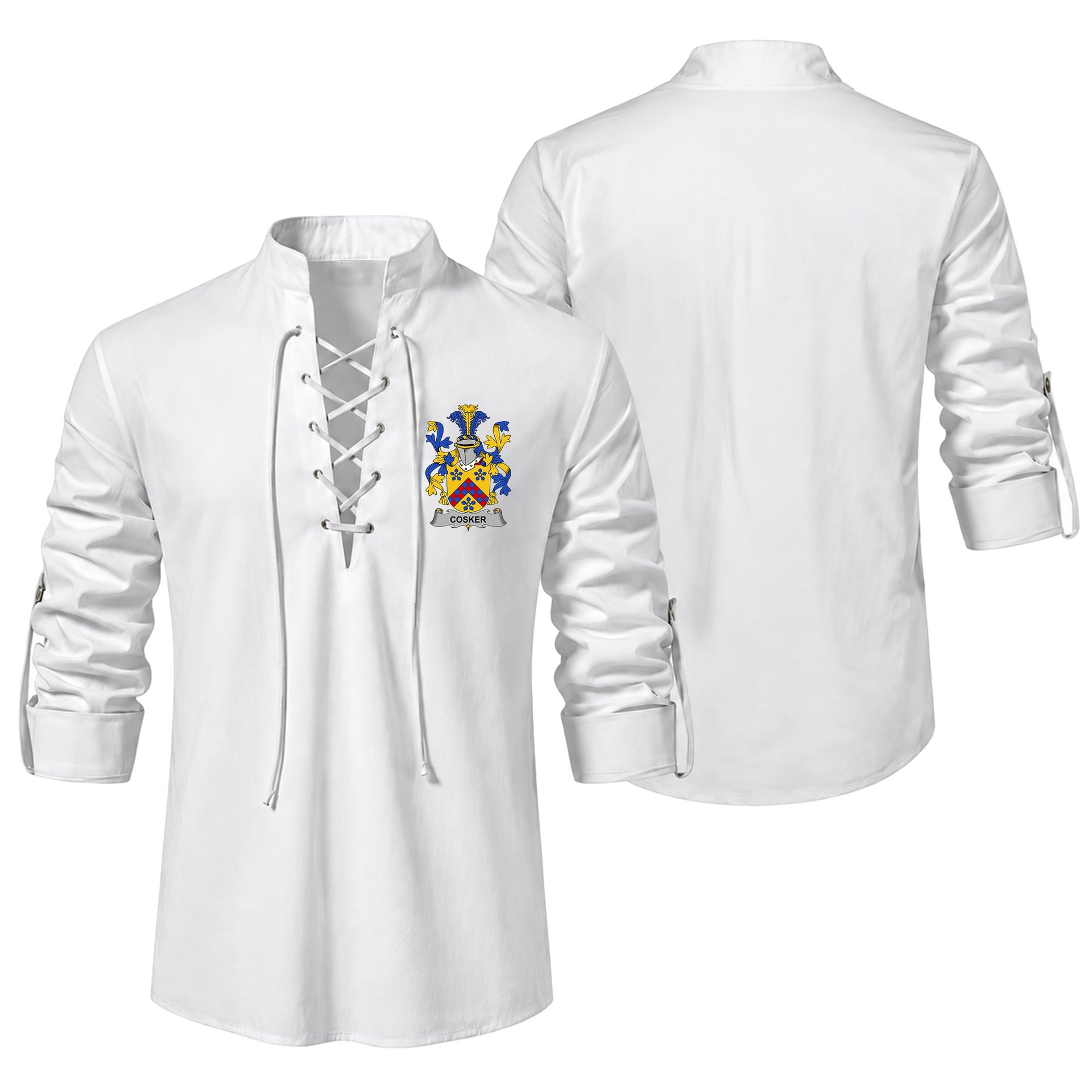 ScotsTee Shop Irish Cosker or McCosker Clan Coat of Arms Irish Ghillie Kilt Shirt