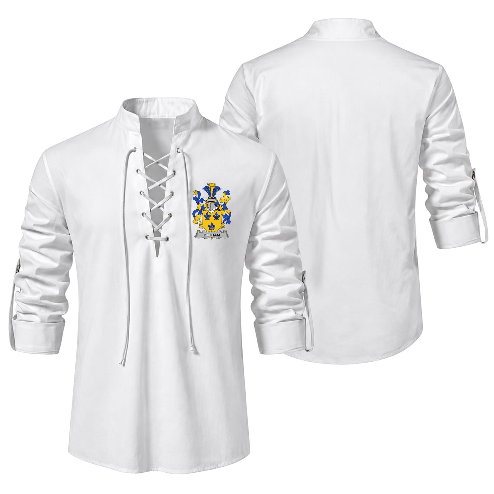 ScotsTee Shop Irish Betham Clan Coat of Arms Irish Ghillie Kilt Shirt