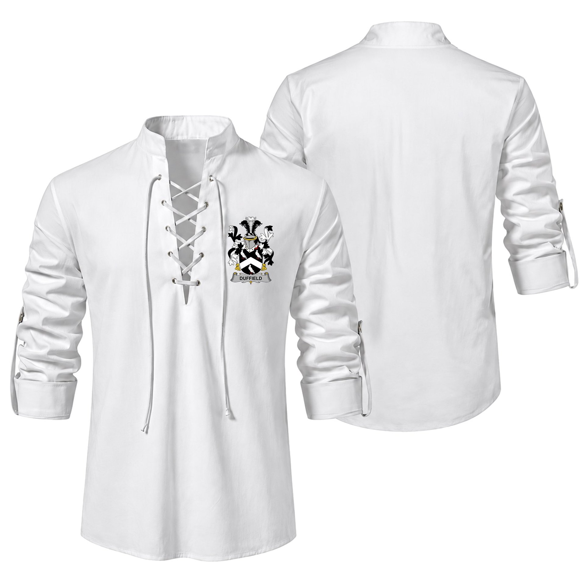 ScotsTee Shop Irish Duffield Clan Coat of Arms Irish Ghillie Kilt Shirt