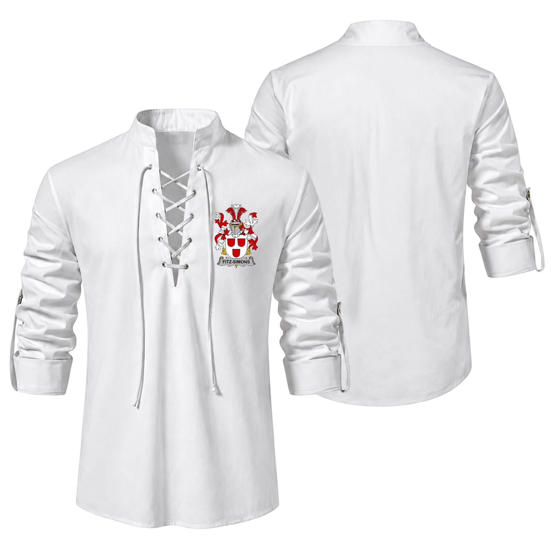 ScotsTee Shop Irish Fitz-Simons Clan Coat of Arms Irish Ghillie Kilt Shirt